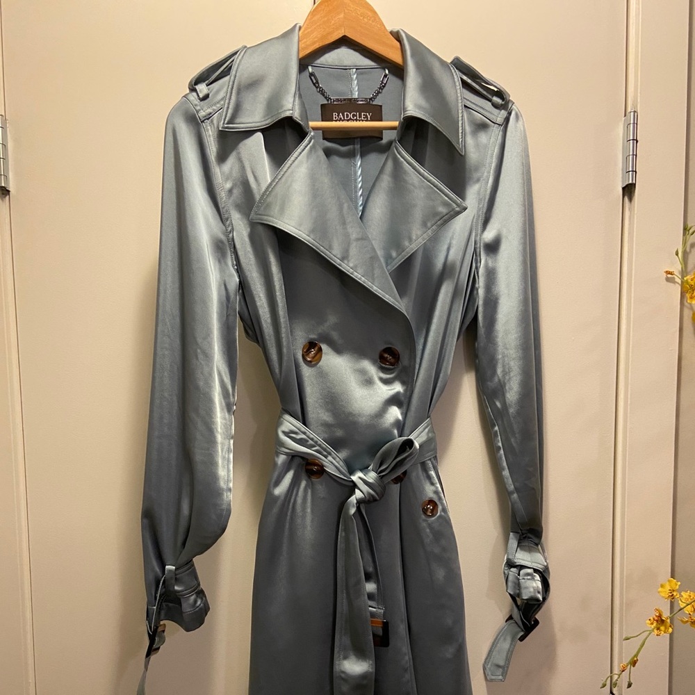 Badgley Mischka Satin Trench Coat
